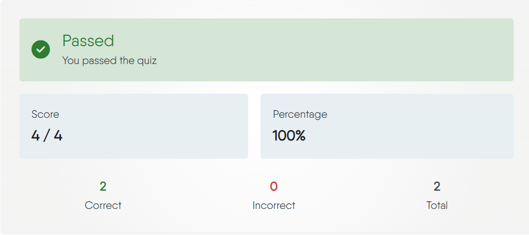Quiz Result - Passed